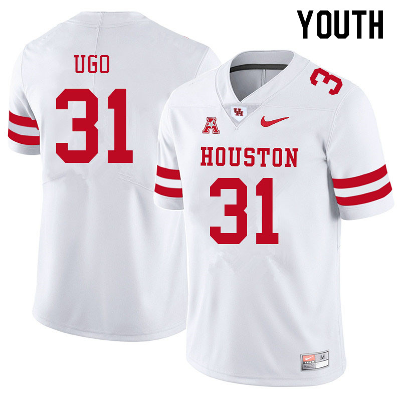 Youth #31 Justice Ugo Houston Cougars College Football Jerseys Sale-White - Click Image to Close